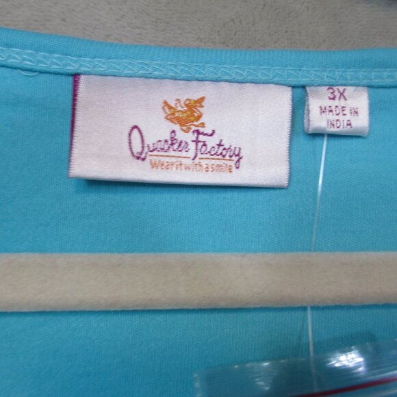 New Quacker Factory Blue Pull Over Sequin Nautical Theme 3/4 Sleeve T-Shirt 3X - Picture 6 of 10